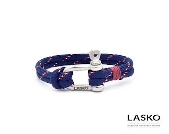 Braccialetto Blue Marine & Grillo Argento, Bracciale Design Unisex Outdoor Regalo Natale stile Nautico, Bracciale Corda Arrampicata Montagna