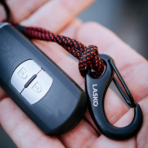 Unisex Paracord Rope Keychain Black Matte Carabiner | Mountain Rope Key Chain | Rope Keyring | Gift for Adventure Lovers | LASKO Lifestyle