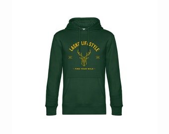 Elk Find Your Wild • Unisex Hooded Sweatshirt Screen Printed Soft and Sustainable Organic Cotton