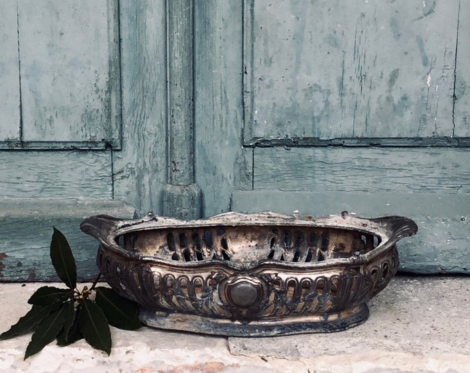 Silver dish plate - Large Antique French silver plate dish - rose bowl - table decoration - fruit bowl - centerpiece - flower arrangement