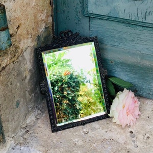 Stunning antique French Empire cast bronze mirror - original beveled  mercury glass - Napoleonic