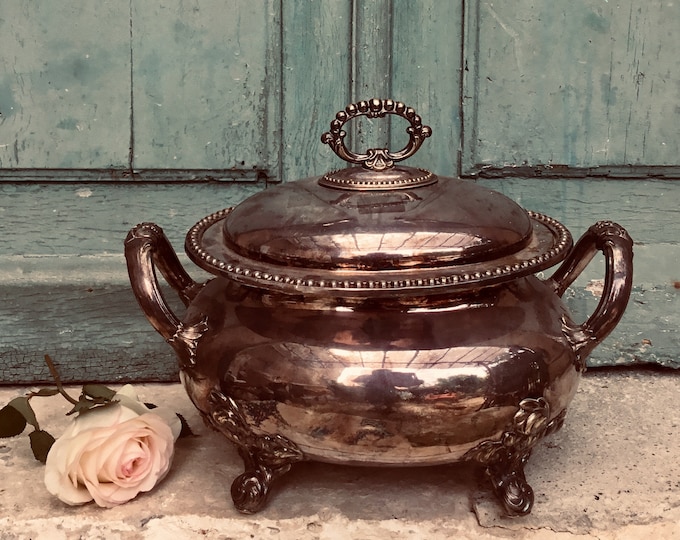 A stunning antique silver plate tureen of large proportions, a high quality piece of decorative silverware