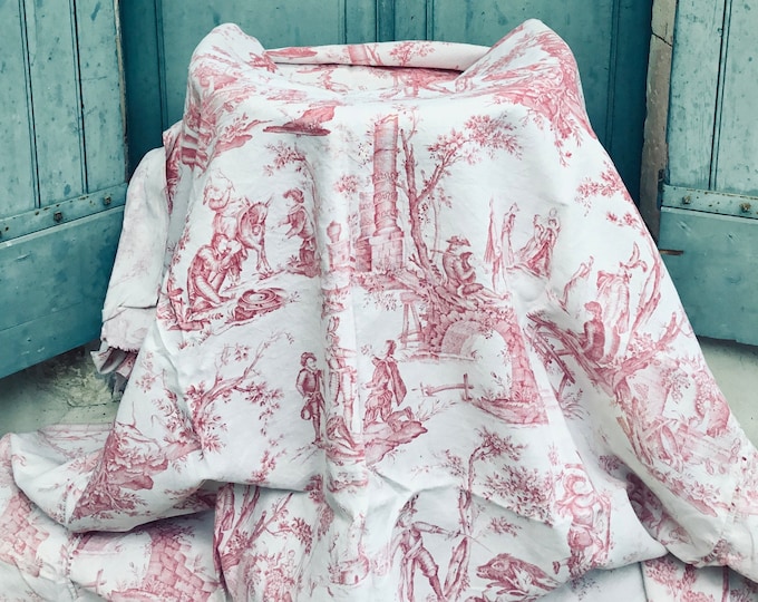 A beautiful antique French toile de Jouy bed cover - Oberkampf - Jouy en Josas quilt - Don Quixote Royal Toile de Jouy Circa 1780