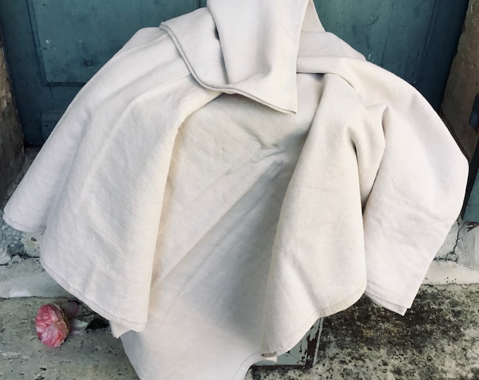 A very rare collection of antique French Hemp chanvre sheets - homespun or handwoven antique French chanvre or hemp sheet