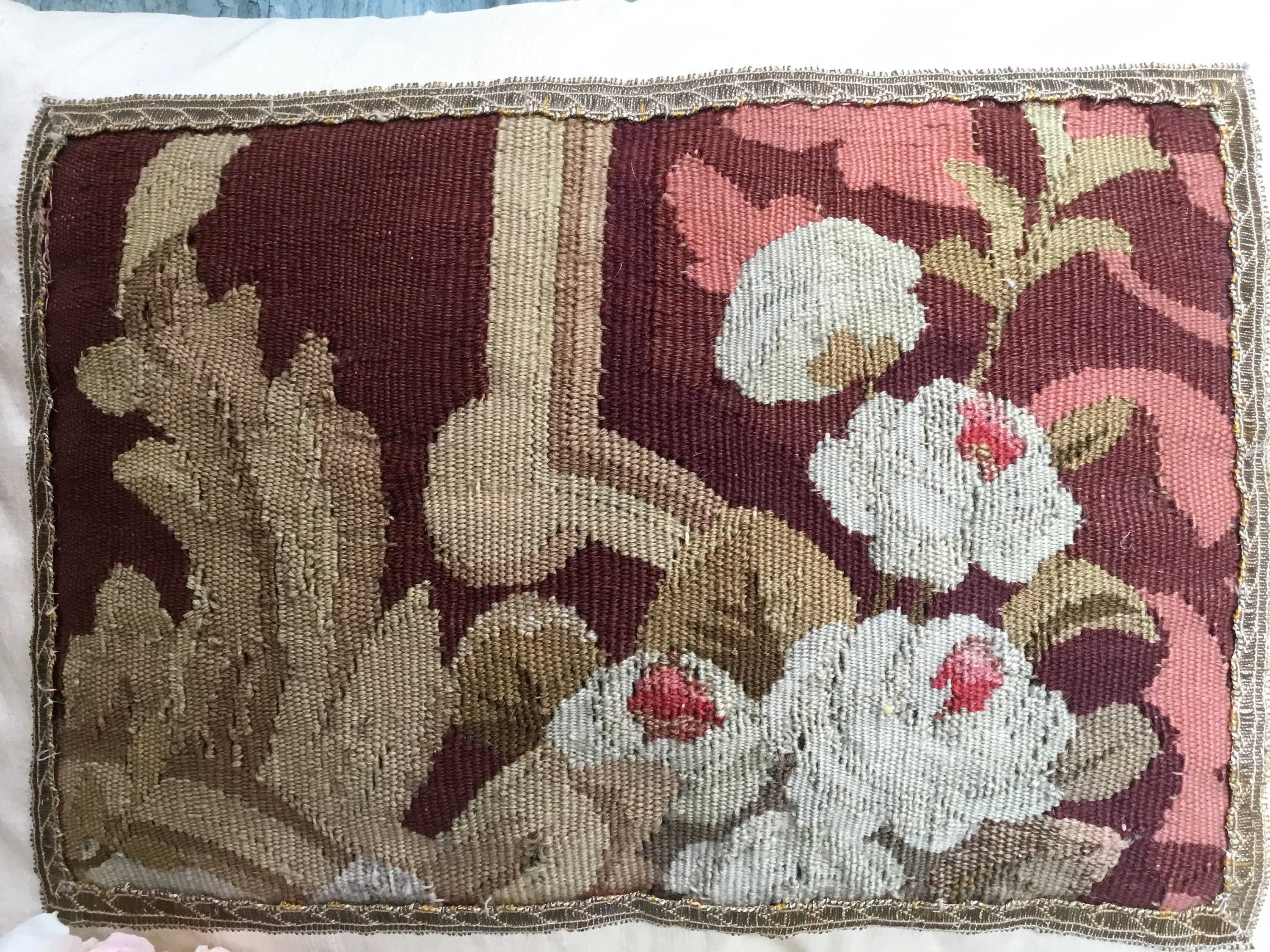 A Beautiful Trio Of Antique Aubusson Pillows French Tapestry