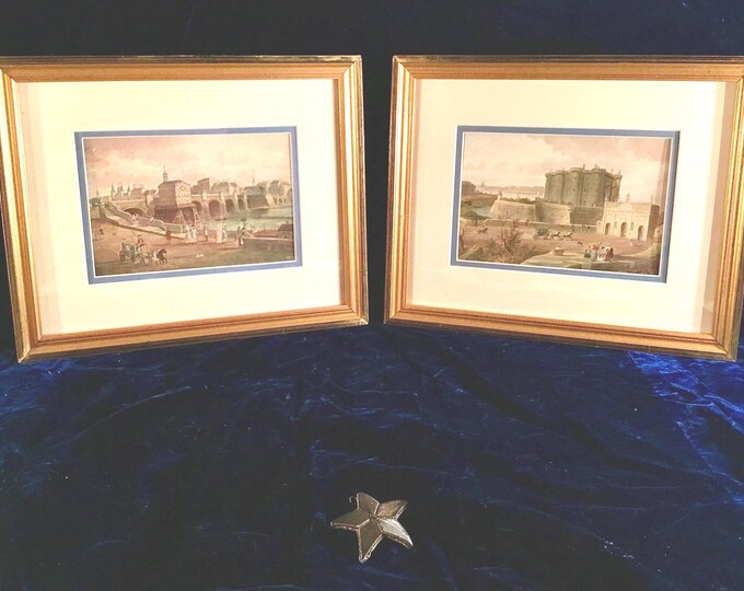 Original Louis Moreau L’Aine - 18th  Century fine art Gouache Pair – Parisian scènes by LM l'Aîné (Framed)