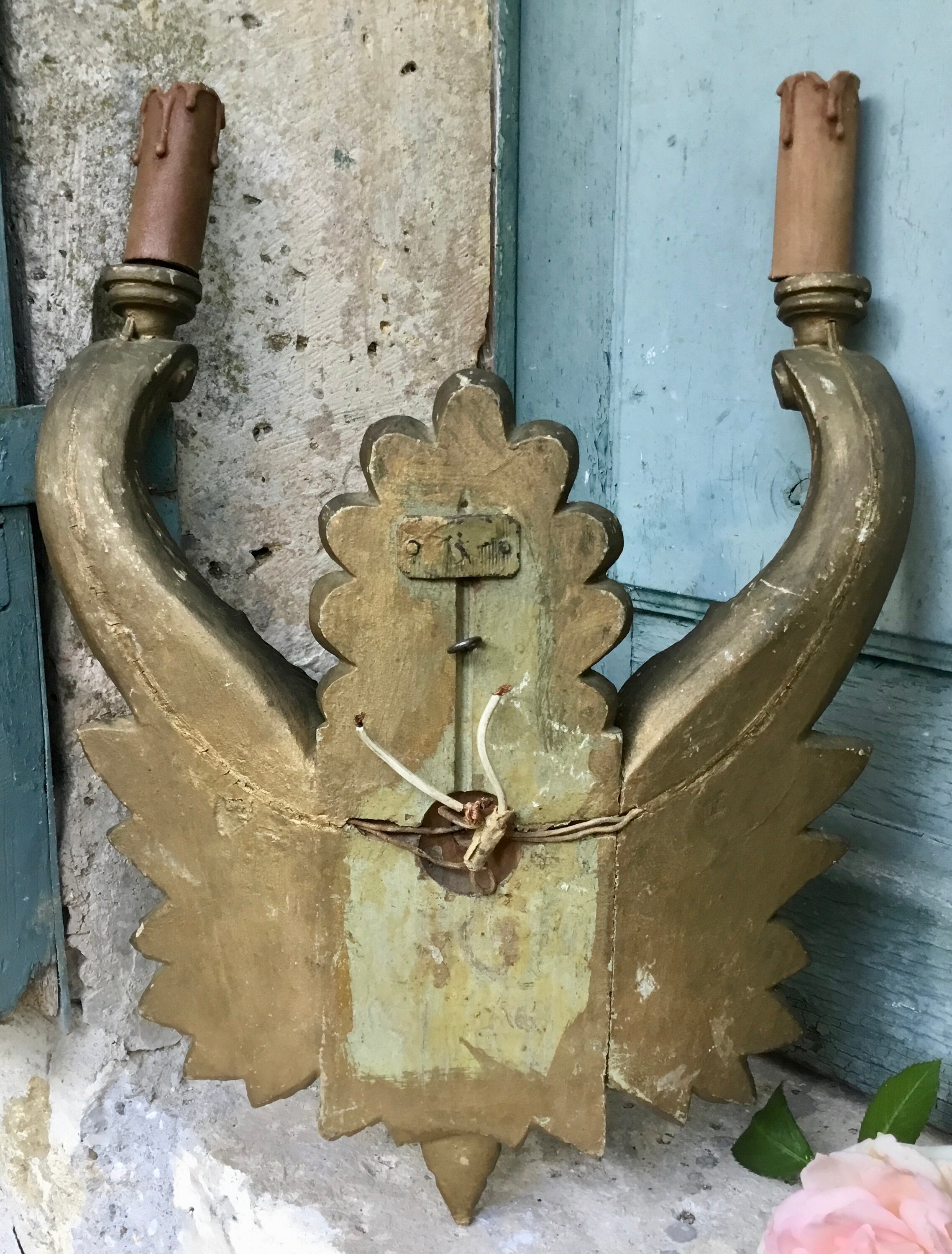 Gilt wood swan wall light- A Fabulous antique French gilt wood hand