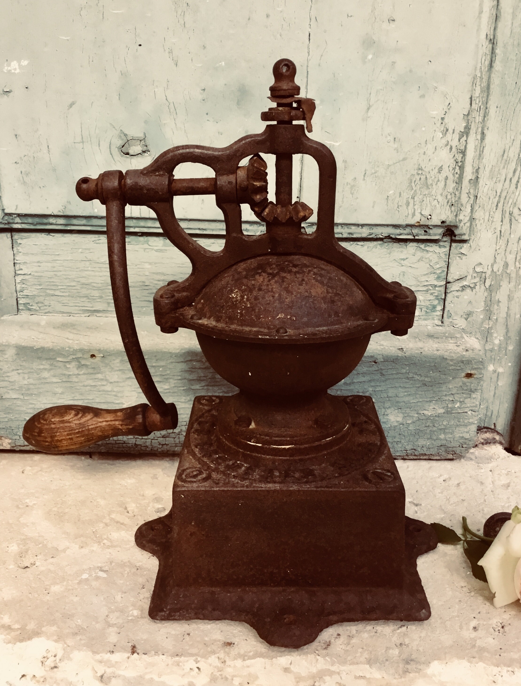 Antique coffee grinder - large antique French Peugeot coffee grinder