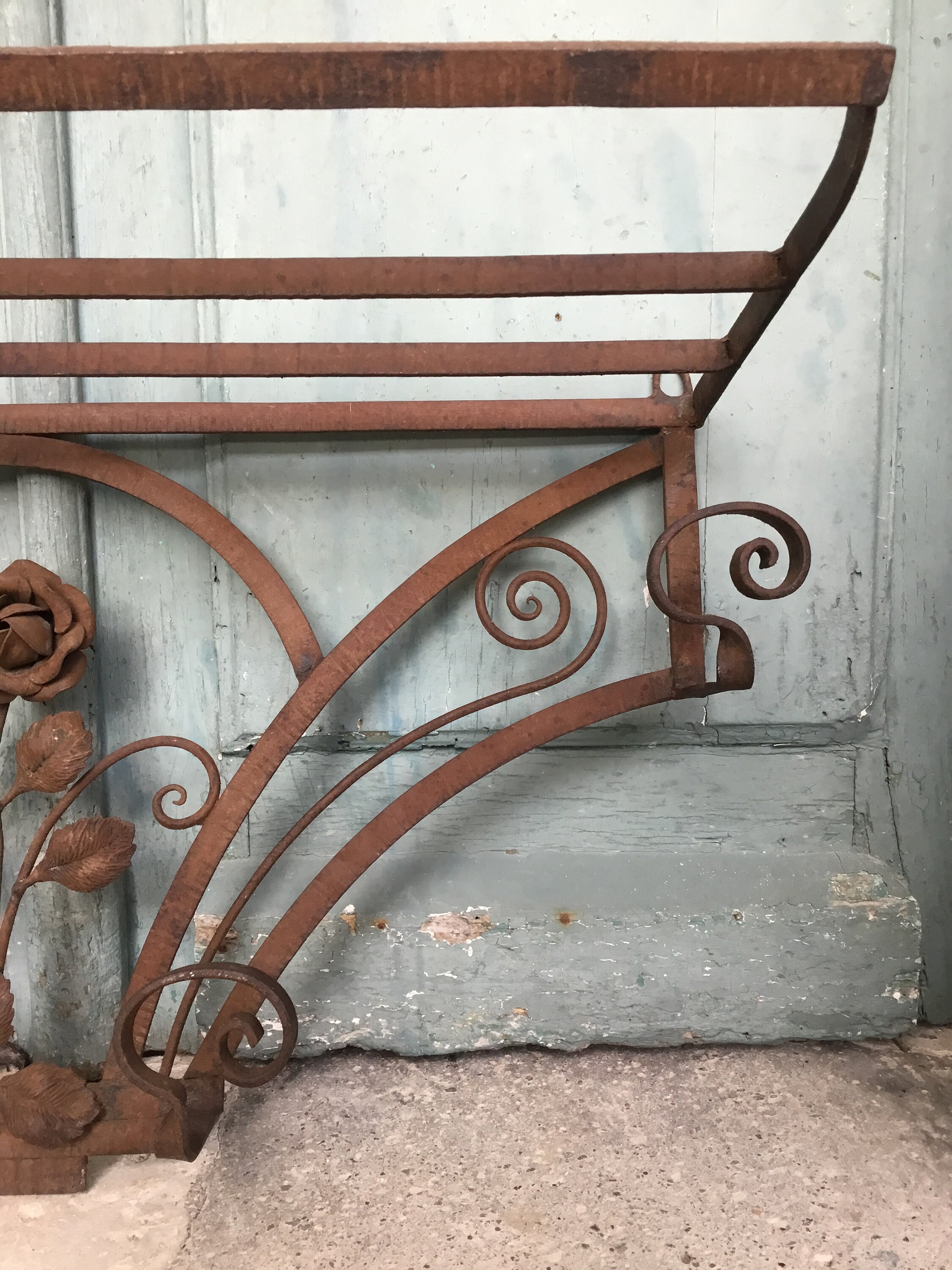 Superb large antique French hand wrought iron hall stand decorated with