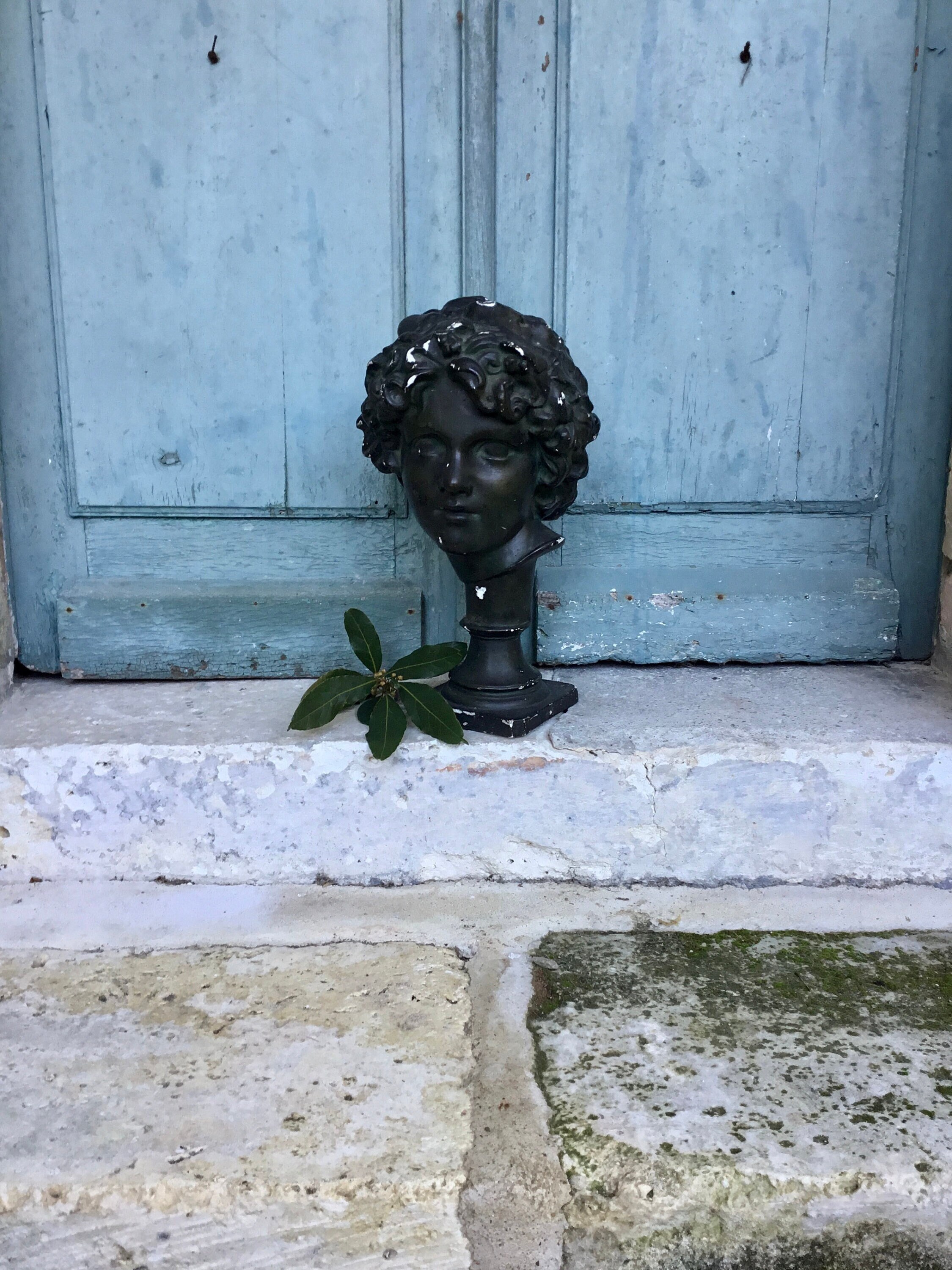 Fabuleux Buste Antique Classique Français - en Plâtre Bronzé de Grandes Proportions Grandeur Nature