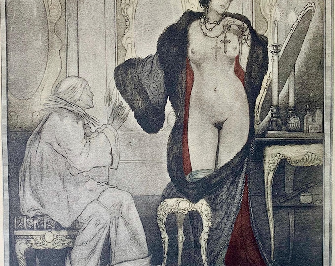 André Lambert 1918 Aquatint Etchings: Pride & Idleness (Seven Deadly Sins Series)