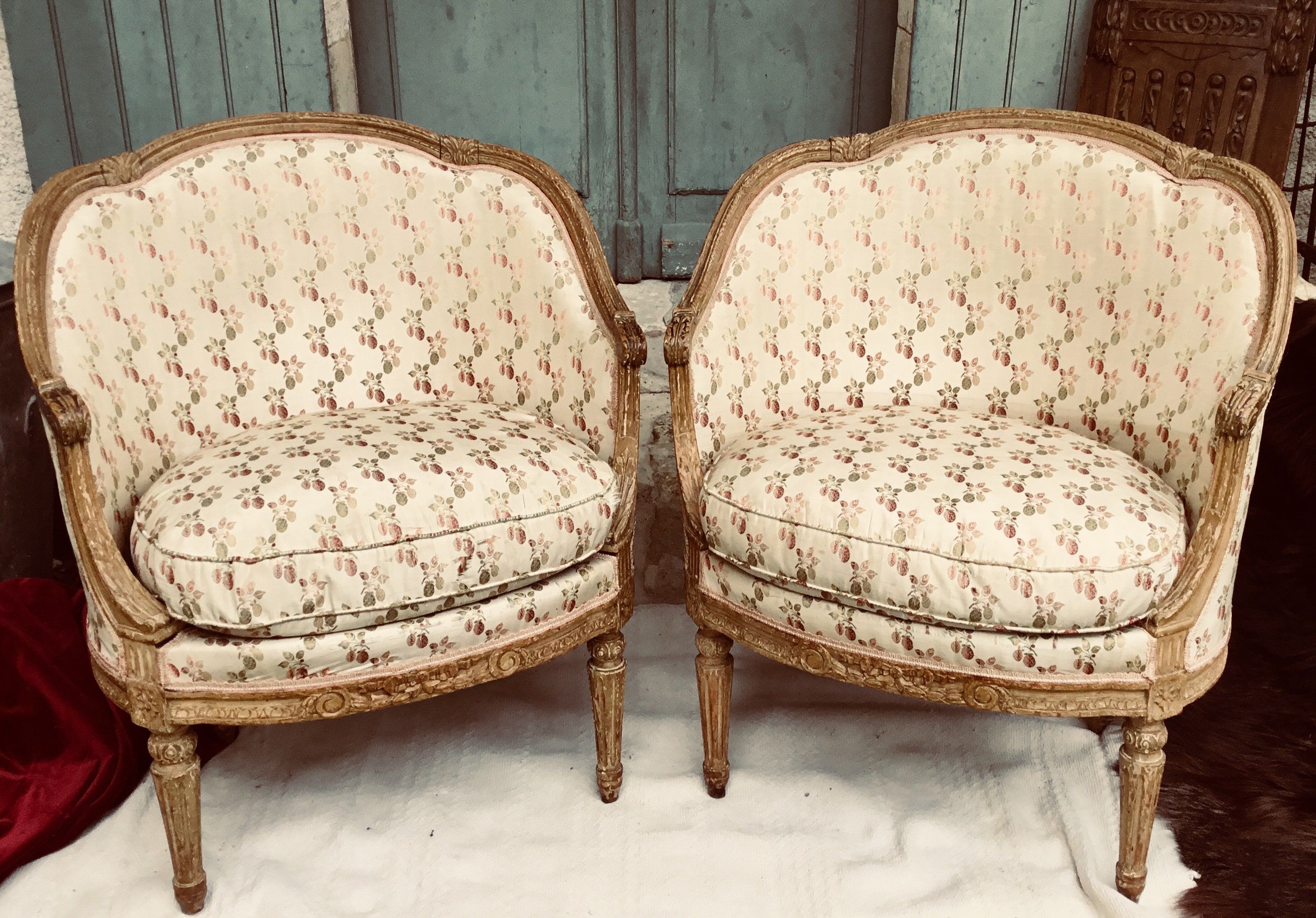 Antique French Bergere Chairs Amazing Pair Of Antique French