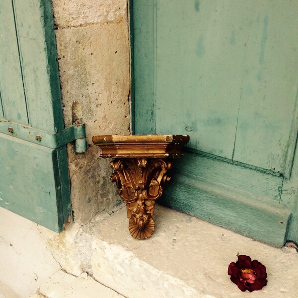 French Plaster console - Beautiful antique French plaster - console  - decorative shabby chic shelf - gilt - acanthus - handmade - 19th C