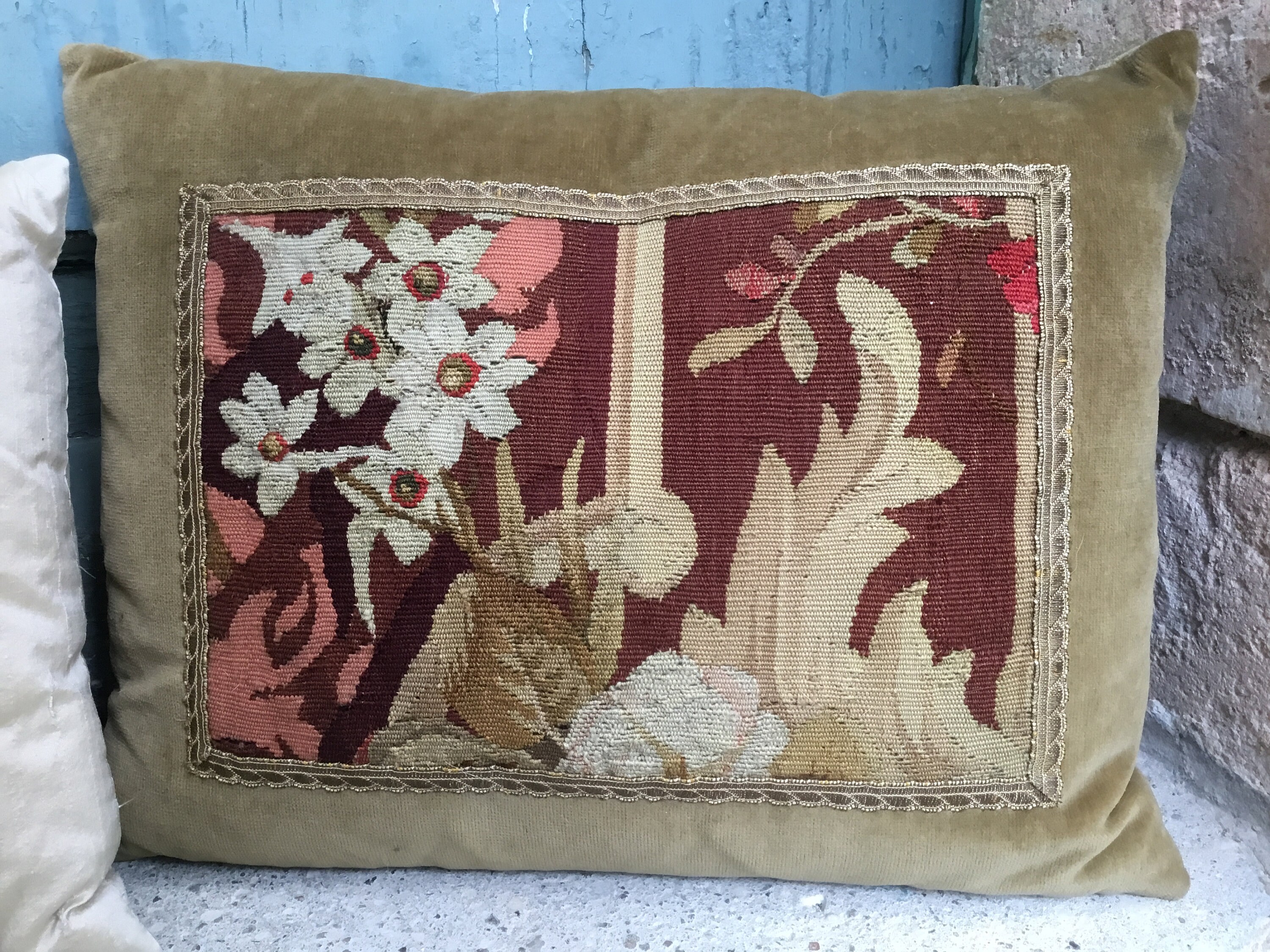 A Beautiful Trio Of Antique Aubusson Pillows French Tapestry