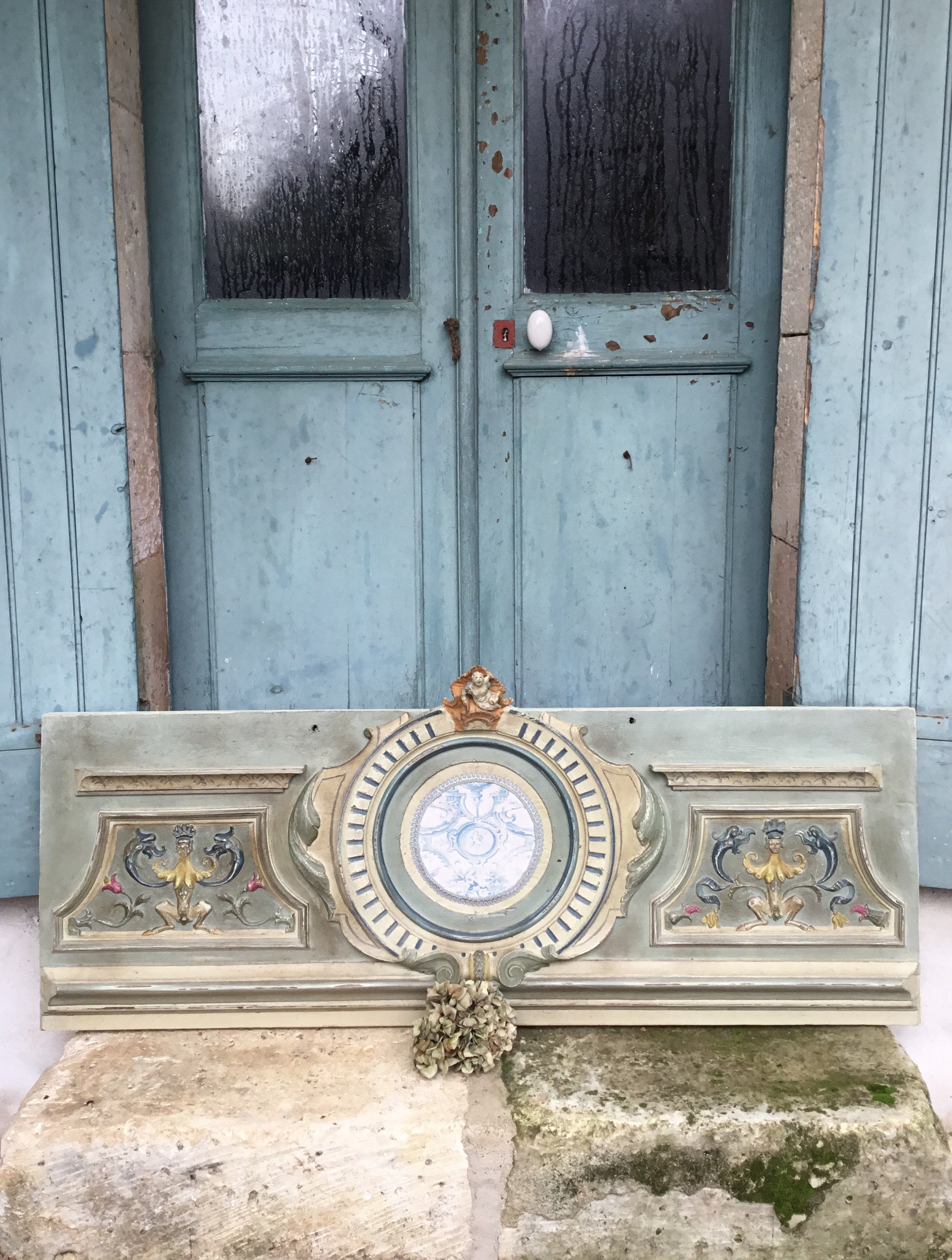 Superb Large Antique French Hand Carved Traditionally Painted