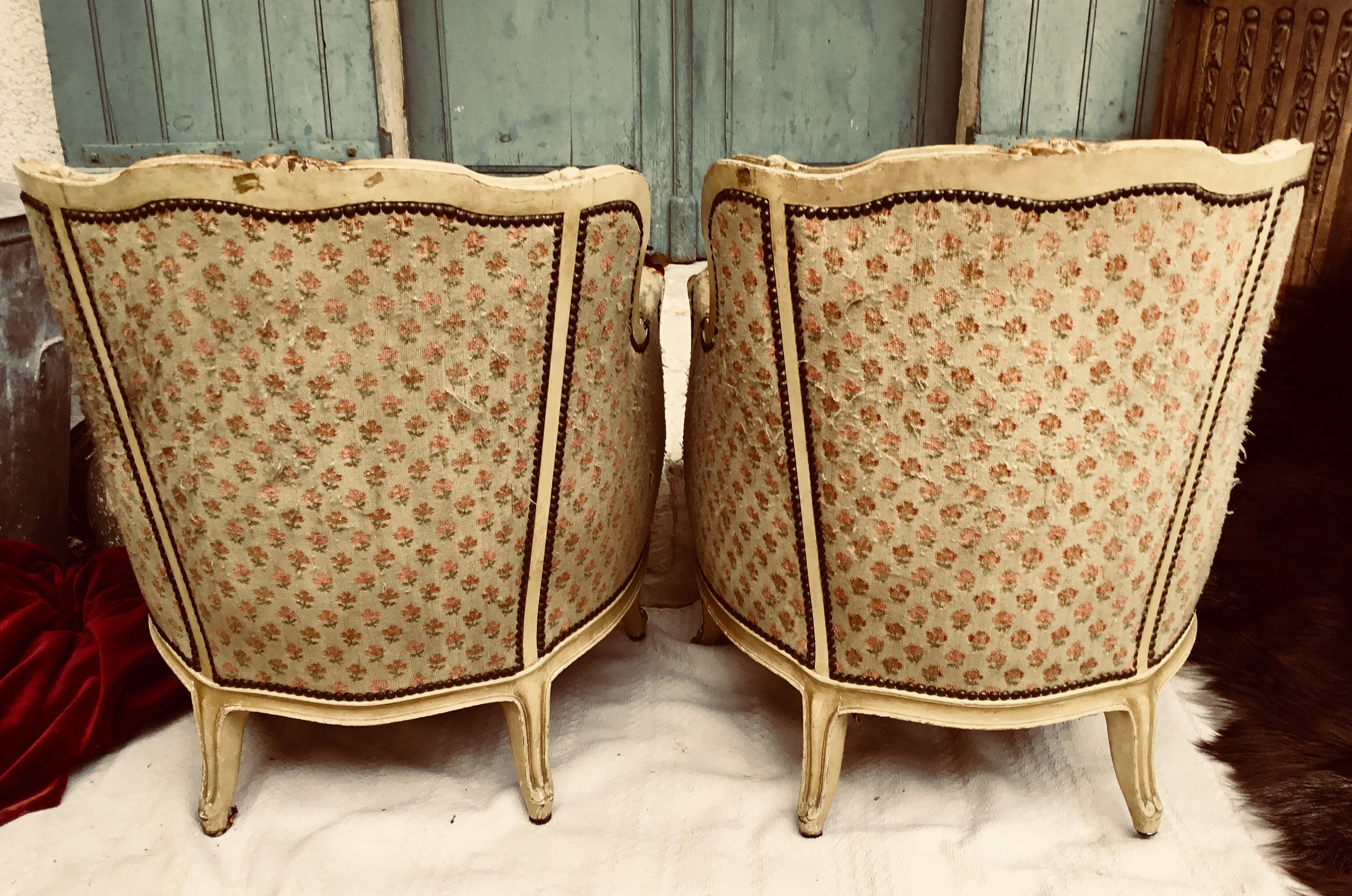 Pair French chairs a charming pair of antique French boudoir chairs