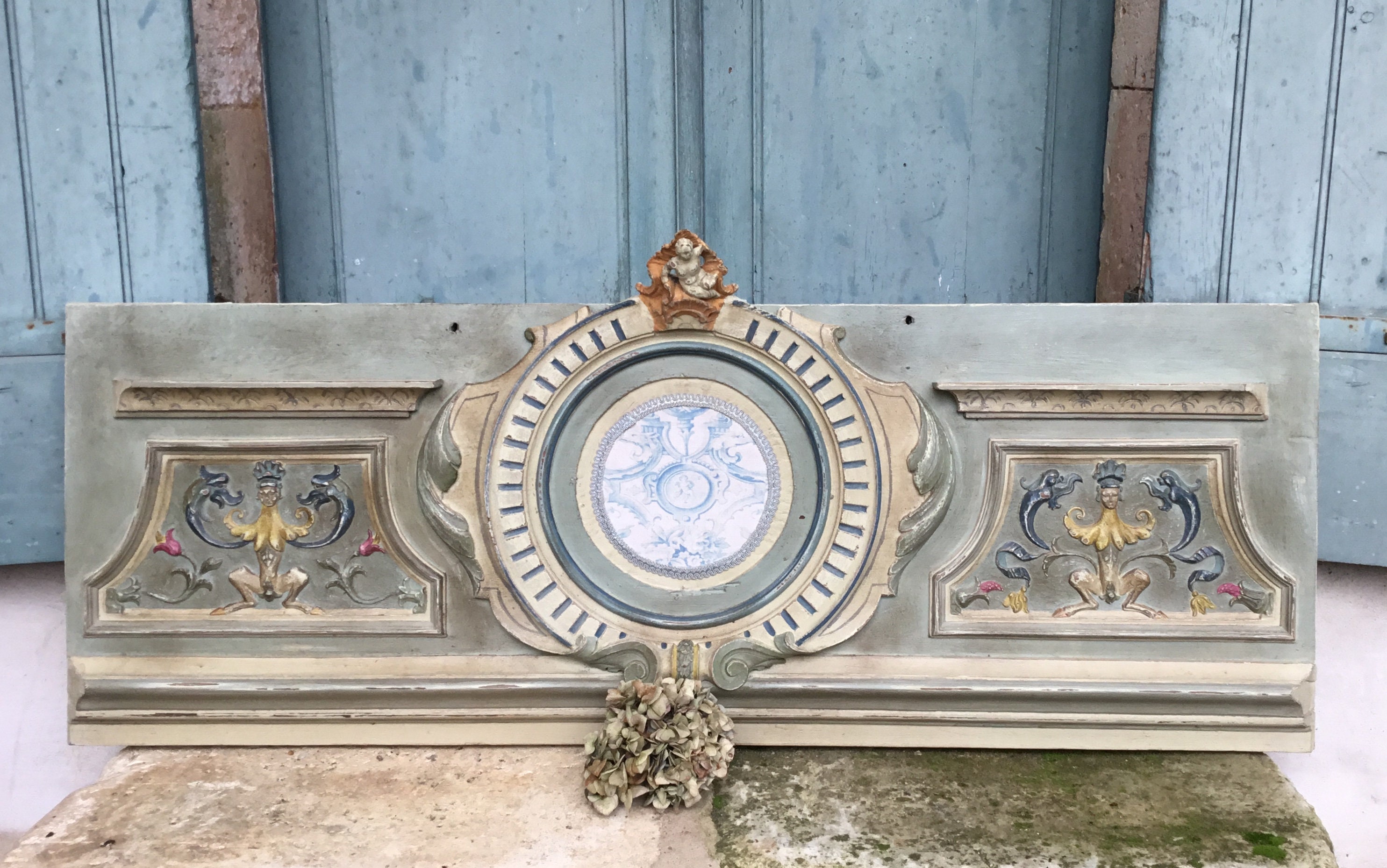 Superb Large Antique French Hand Carved Traditionally Painted