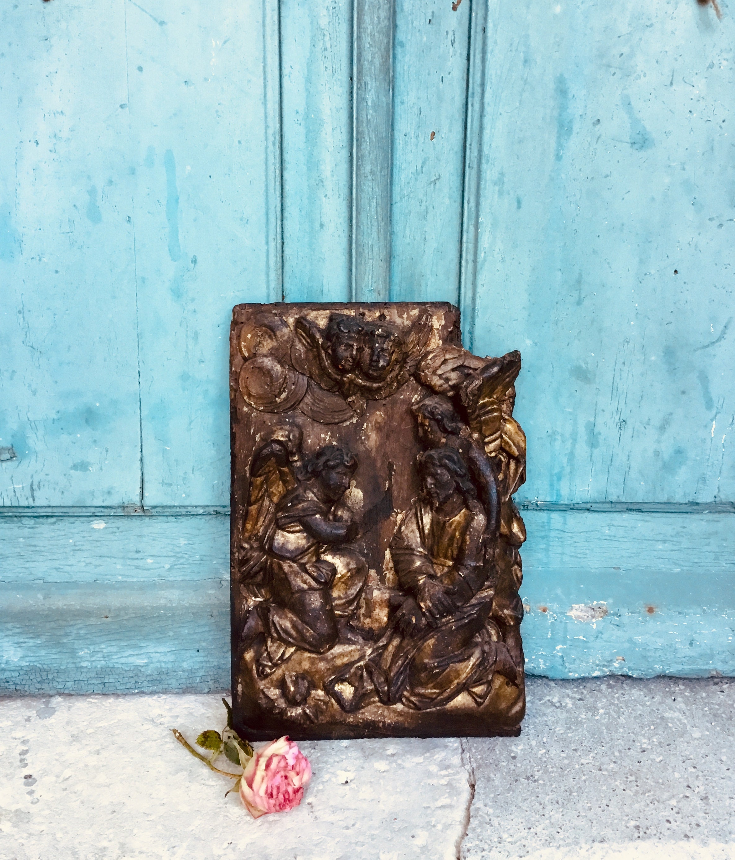 Réservé Réservé S'il Vous Plaît Ne Pas Acheter Florentin Bois Doré Panneau Sculpté Représentant Des 