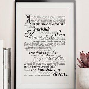 Landslide by Fleetwood Mac, Stevie Nicks Lyrics Typography Poster