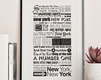 New York, New York by Frank Sinatra Lyrics Typography Poster - DIGITAL FILE ONLY