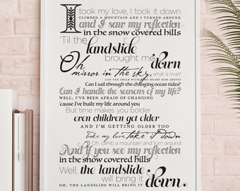 Landslide by Fleetwood Mac, Stevie Nicks Lyrics Typography Poster