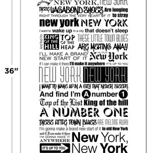 New York, New York by Frank Sinatra Lyrics Typography Poster - DIGITAL ...