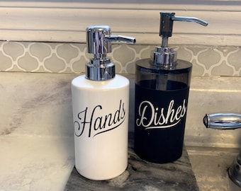 Soap Pump Labels - Vinyl Hand & Dish Soap Sticker Decal - Easy Craft - All Colors