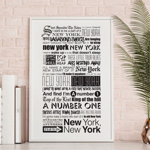 New York, New York by Frank Sinatra Lyrics Typography Poster - DIGITAL ...
