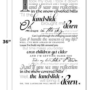Landslide by Fleetwood Mac, Stevie Nicks Lyrics Typography Poster