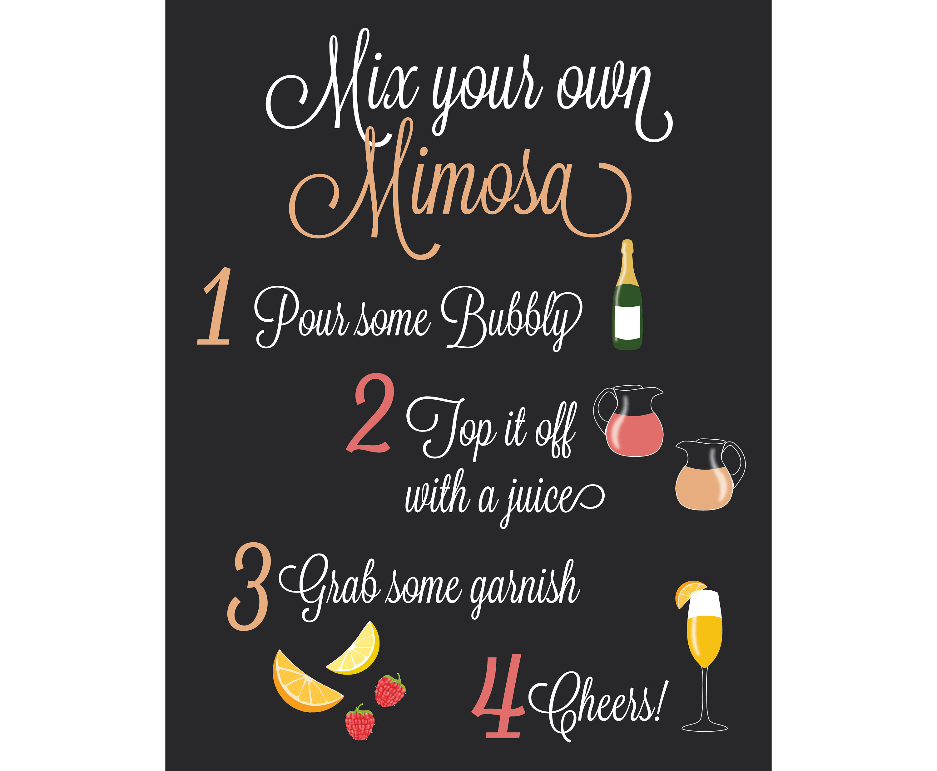 Make Your Own Mimosa Sign with Directions DIGITAL FILE ONLY Etsy