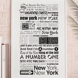 New York, New York by Frank Sinatra Lyrics Typography Poster
