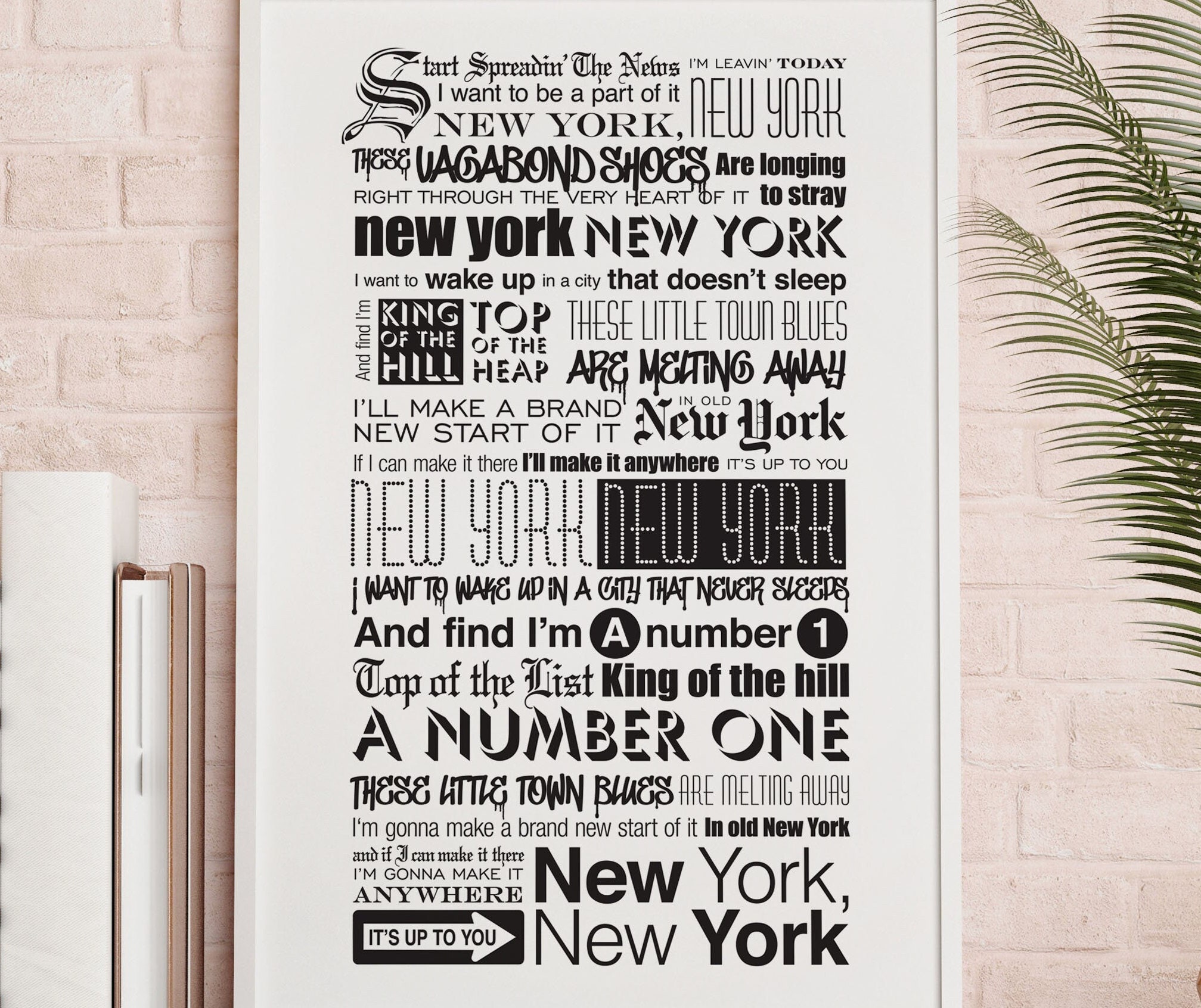 New York New by Frank Lyrics Typography - Etsy