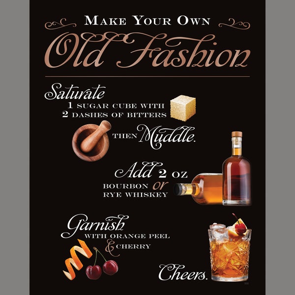 Old Fashion Recipe - Bar Sign