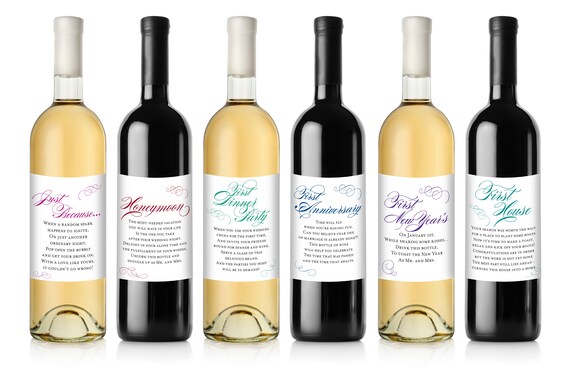 Bridal shower wine poem labels