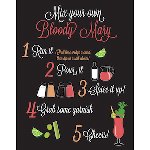 Bloody Mary Bar Sign - Mix Your Own - Instructions