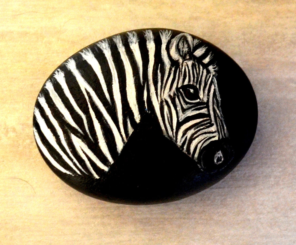 Zebra Art Hand Painted Rock Zebra Painting Rock Art Etsy