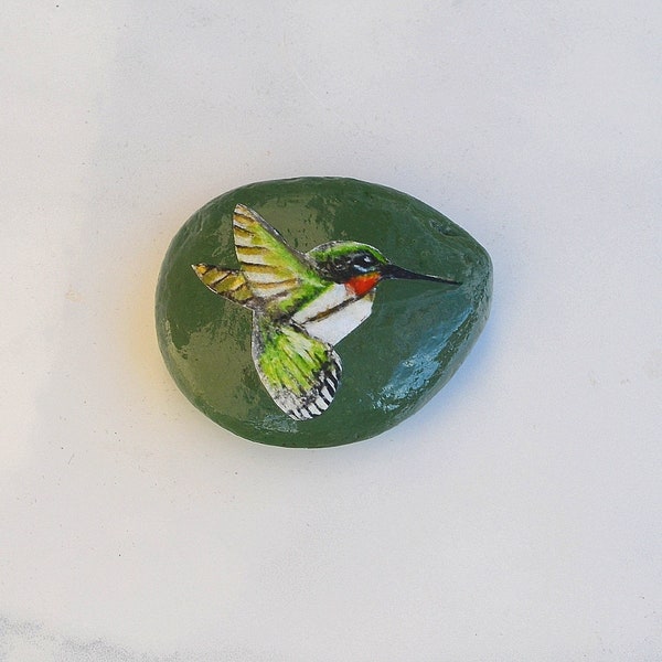 Hummingbird Mini Rock Art * Palm Size Stone for Nature and Animal Energy * Bird Gift * Comfort Stone * Hummingbird Art * Small Gift Totem