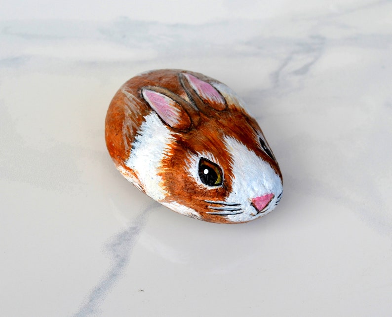 Painted Rabbit Rock Art Dutch Rabbit Animal Rock Art Pet - Etsy