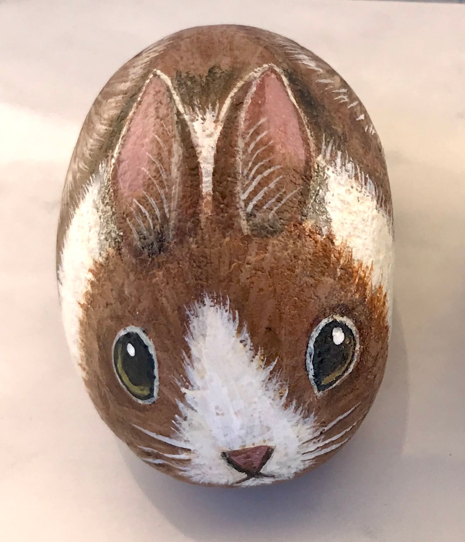 Rabbit Rock Painting, Made to Order, Hand Painted, Animal Rock Art ...