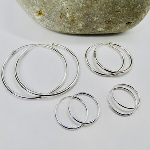 Sterling Silver Endless Hoop Earrings - Four Sizes Available - Minimalist - Elegant & Simple