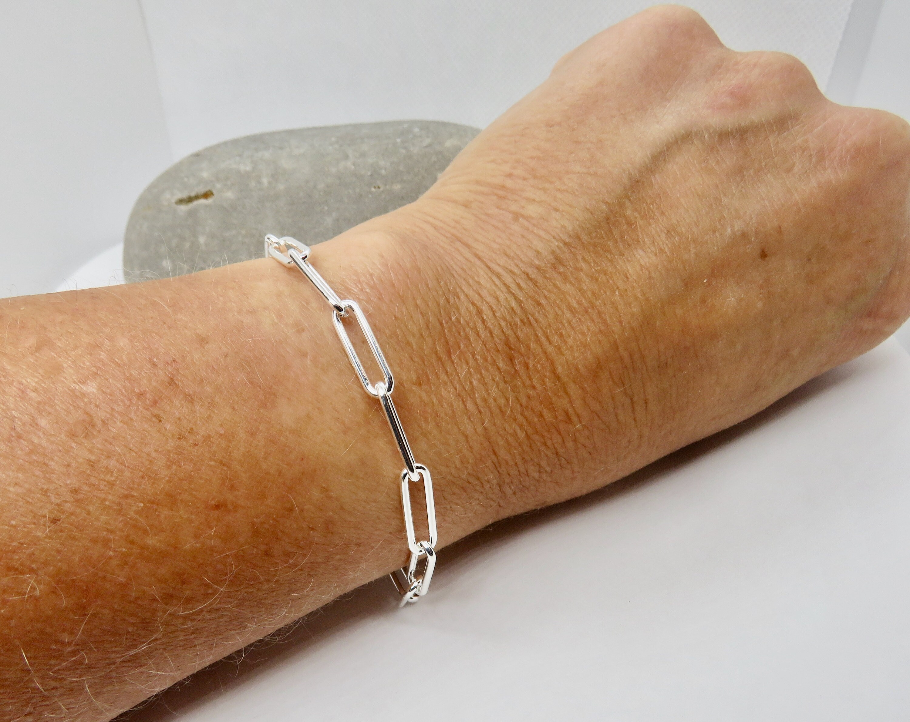 Beautiful Sterling Silver paper Clip Bracelet. Etsy Canada