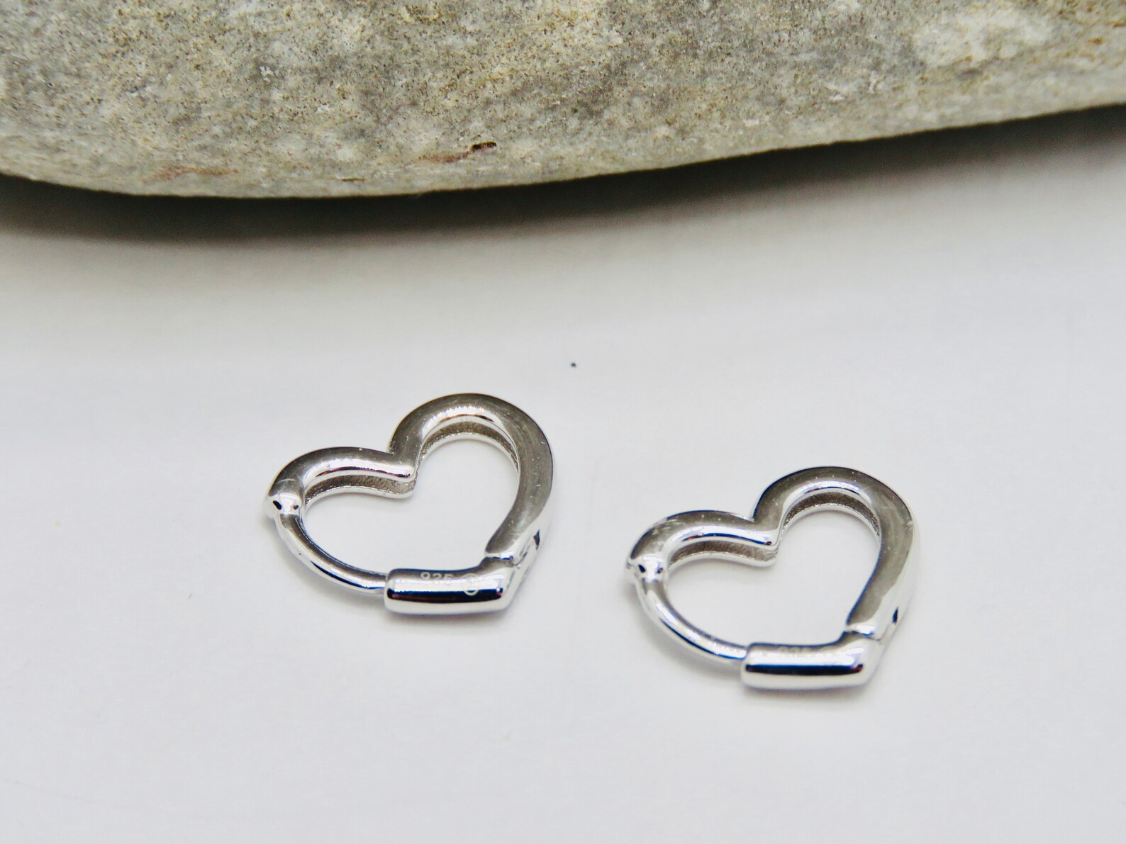 Cute Heart Shape Small Huggie Earrings. Available in Sterling - Etsy UK