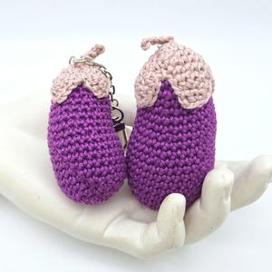 Crochet Vegetable Aubergine Eggplant bag charm keychain