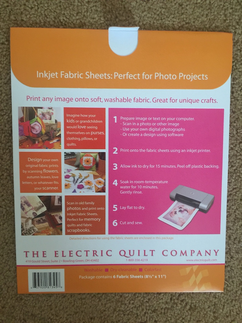 Ink Jet Fabric Sheets 6 sheets Electric Quilt Printable New Never Opened