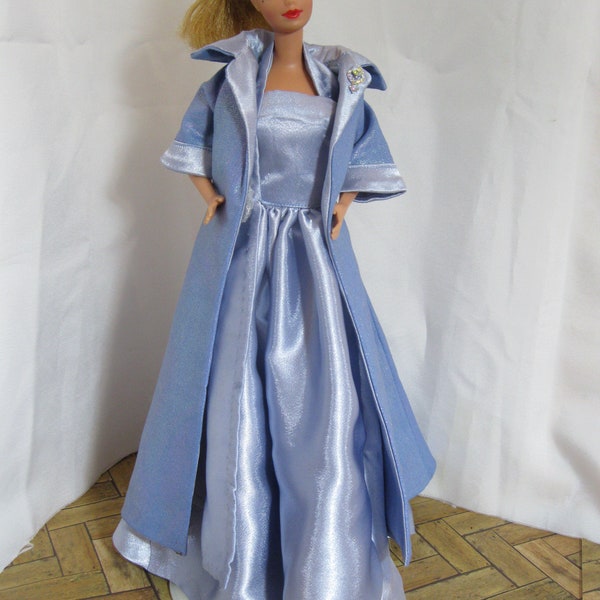 Retro 1960s Evening Ensemble Long Gown and Coat with Beaded Purse and Shoes for 11 1/2" dolls like Barbie