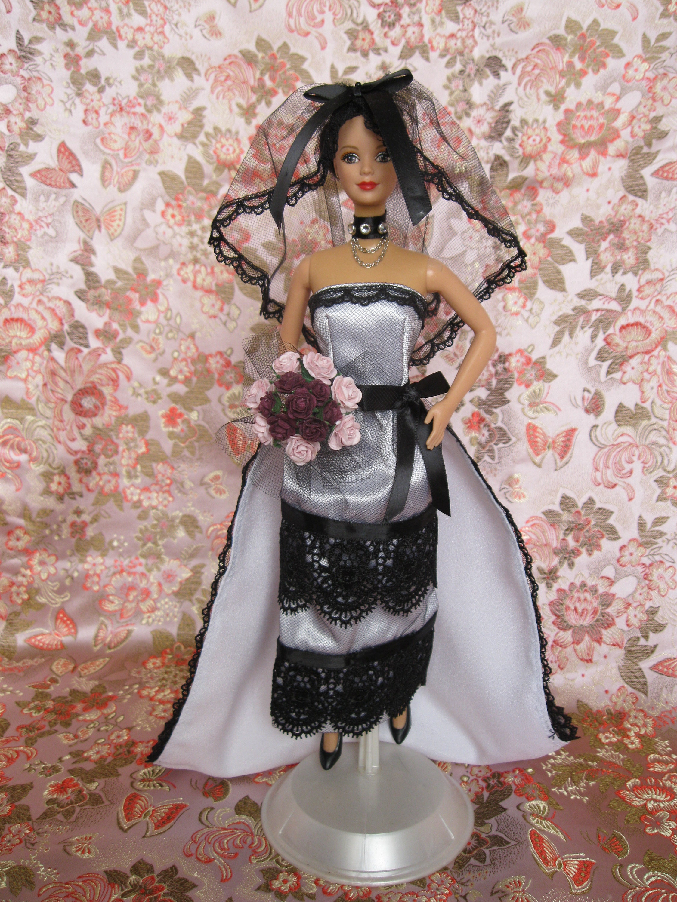 OOAK Goth Bridal / Evening Gown With Black Lace for Barbie - Etsy