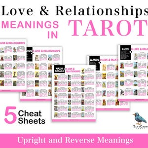 Tarot Love & Romance Cheat Sheets: Card Meanings (PDF/PNG Instant Download)
