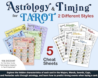 Tarot Astrology Cheat Sheets: Timing, Planets, Seasons (PDF/JPG Digital Download