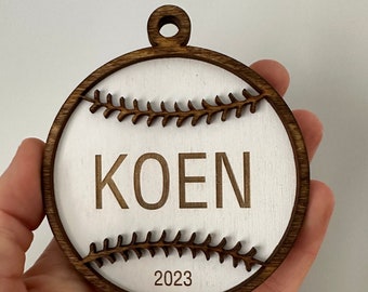 Custom Personalized Baseball Ornament ~ Laser Engraved T-Ball Baseball Softball ~ 3d ornament ~ FREE SHIPPING