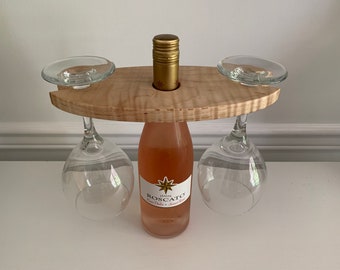 Bottle Top Wine Glass Holder ~ Wooden Wine Glass Display Rack ~ Wood Glass Centerpiece for Wine Bottles ~ Maple, Oak, Walnut (your choice)